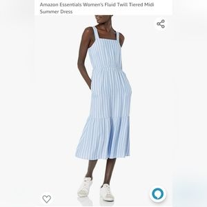 Amazon Essentials Women's Fluid Twill Midi Summer Dress Sz Large NWT